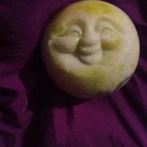 Smiley Face Man in the Moon 2 in Lemon Jade Crystal Sphere